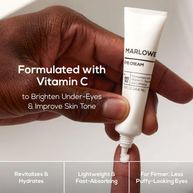 MARLOWE. application demo patting cream under eye for a refreshed look