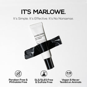 MARLOWE. Vitamin C, caffeine, squalane ingredient visual emphasizing brightening benefits