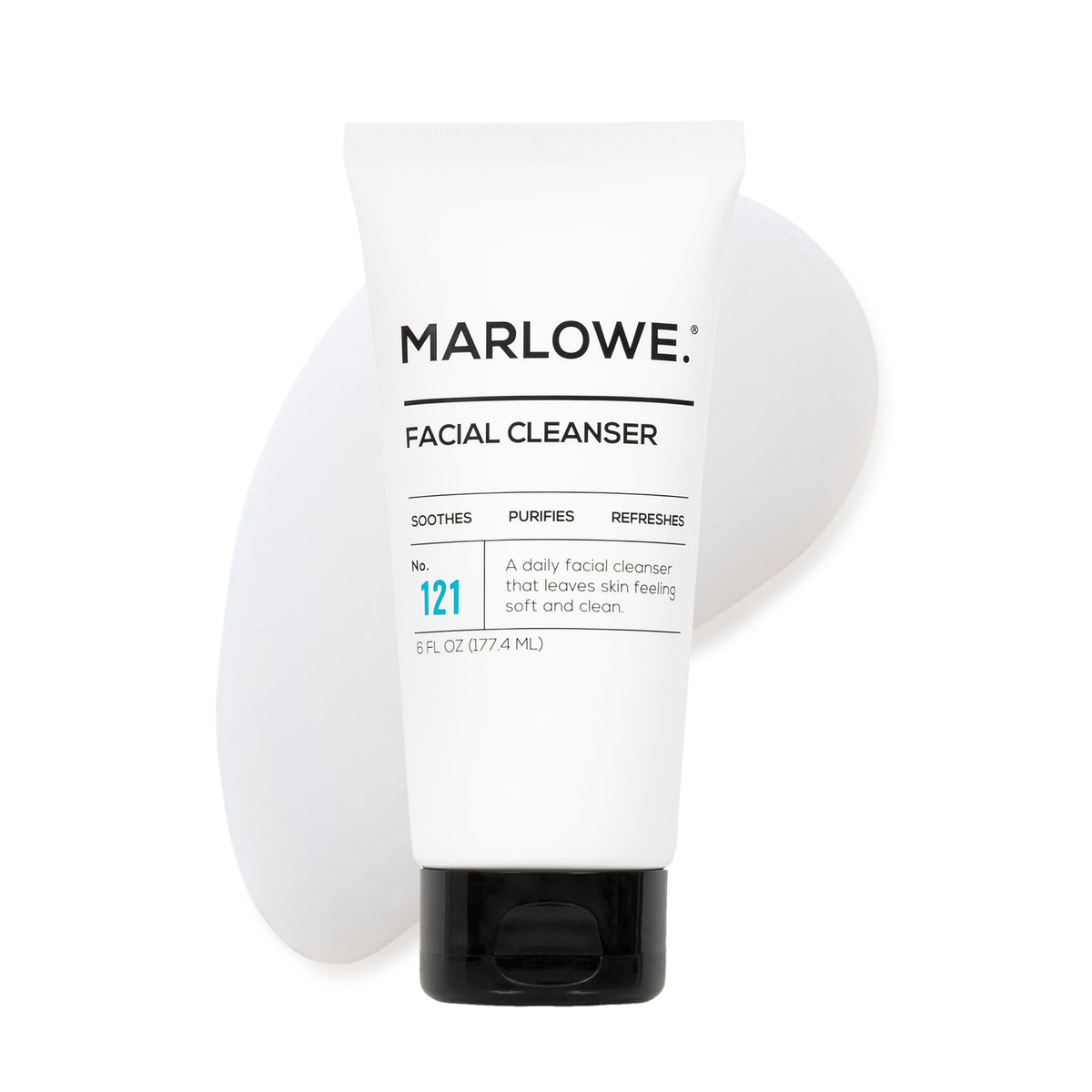 MARLOWE. front packaging showing cleanser and benefits