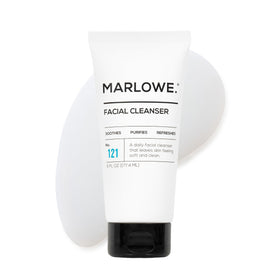 MARLOWE. front packaging showing cleanser and benefits