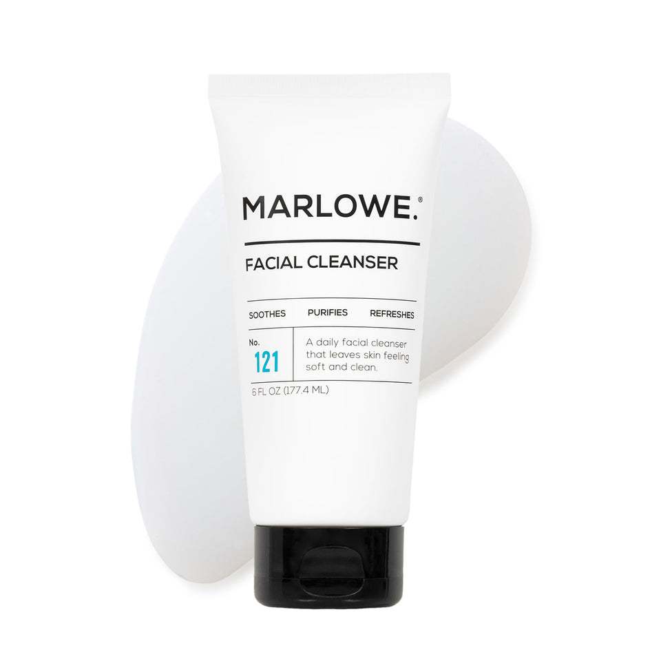 MARLOWE. front packaging showing cleanser and benefits
