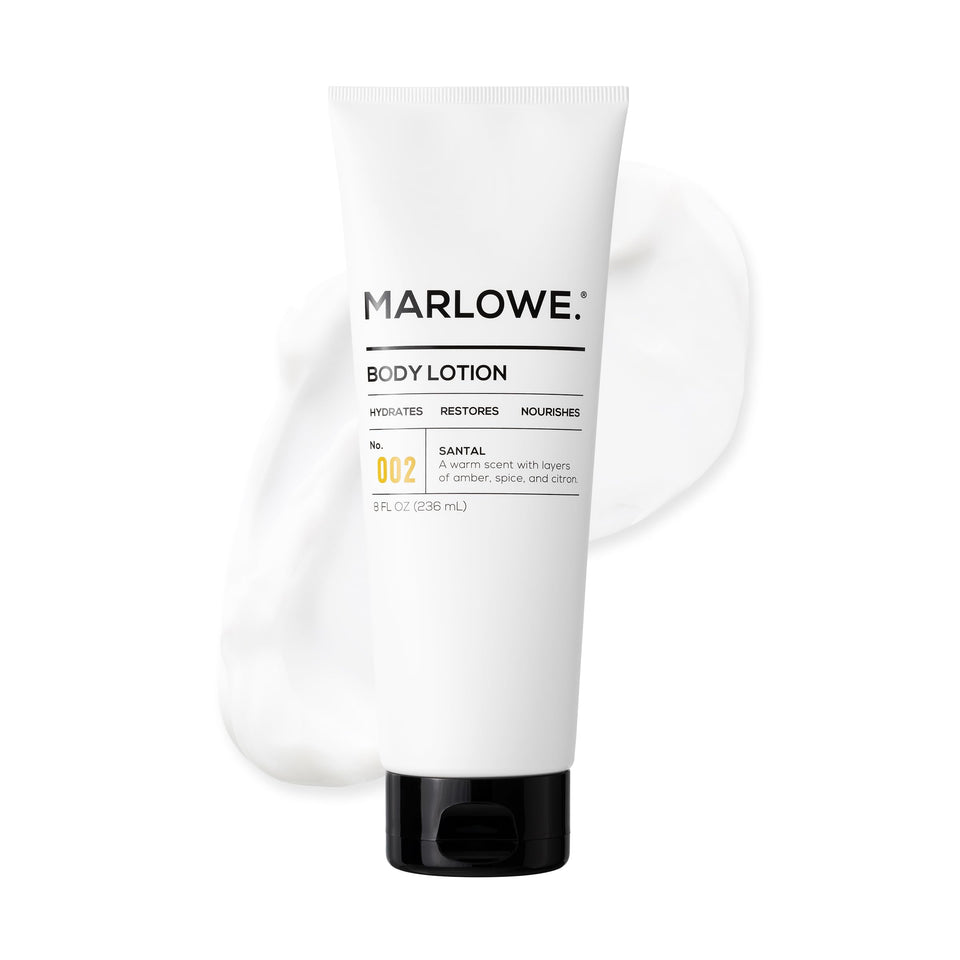 MARLOWE. front tube 8 oz showing packaging and scent benefit