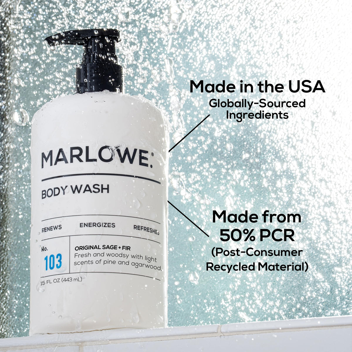 MARLOWE. body wash ready in gym locker for post-workout refreshment
