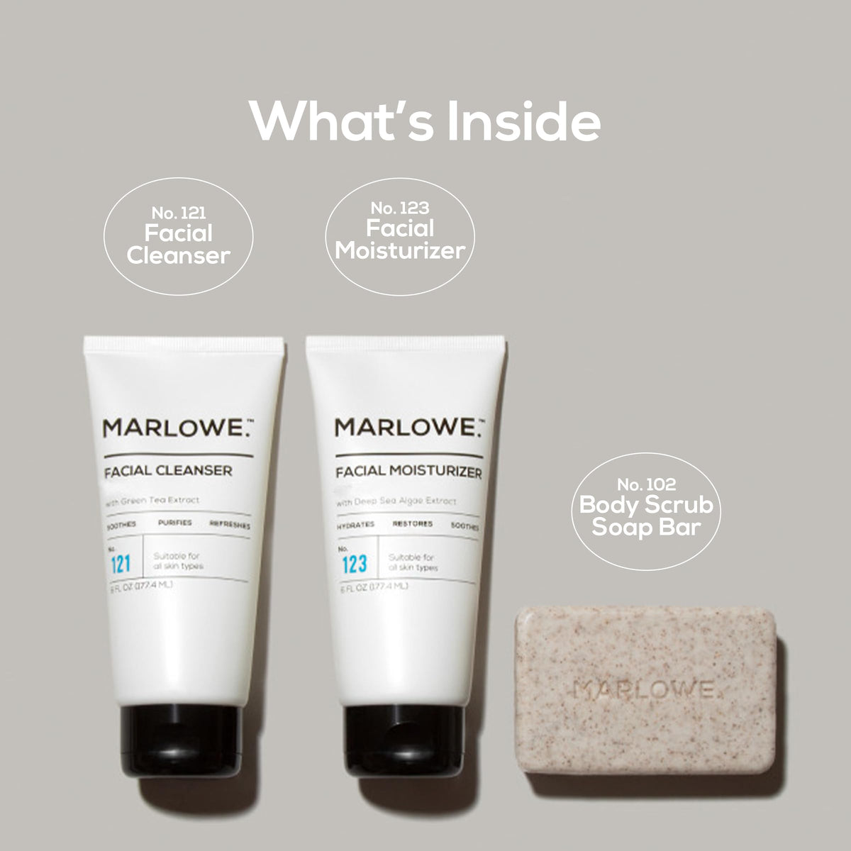 MARLOWE. grooming set staged in bathroom for elevated daily routine benefit