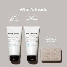 MARLOWE. grooming set staged in bathroom for elevated daily routine benefit