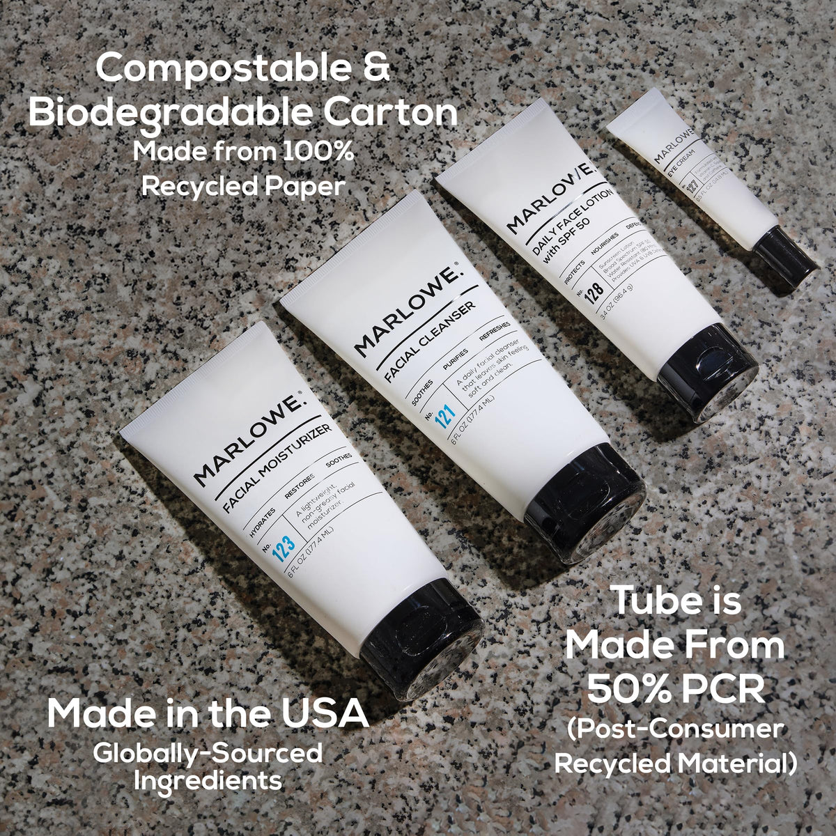 MARLOWE. morning bathroom scene with products in use for everyday grooming