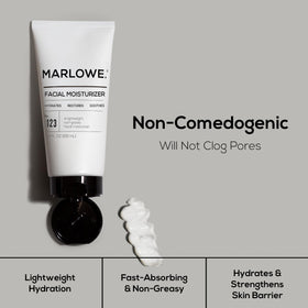 MARLOWE. moisturizer beside scrub and eye cream for coordinated routine benefit