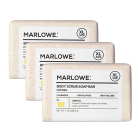 MARLOWE. No. 102 front packaging showing three bars and scent information