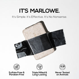 MARLOWE. ingredients display with shea butter and green tea for hydration
