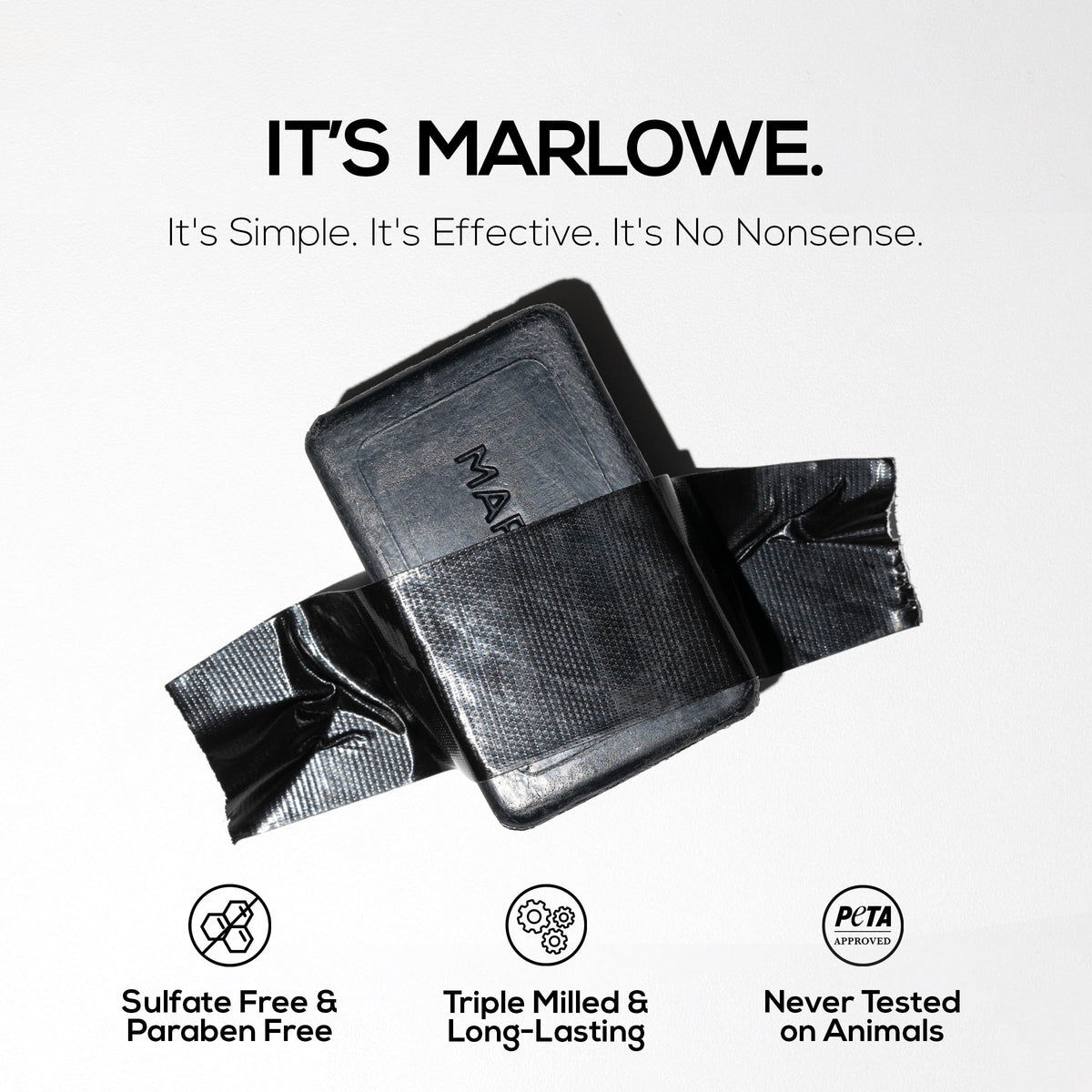 MARLOWE. pumice exfoliation detail on bar emphasizing smoother, polished skin