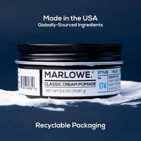 MARLOWE. jar beside ruler demonstrating 2.5 oz size and portability benefit