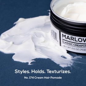 MARLOWE. close-up of creamy pomade texture highlighting spreadability benefit