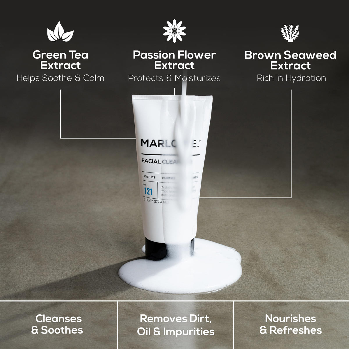MARLOWE. cleanser staged with moisturizer for a complete routine