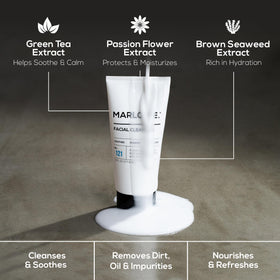 MARLOWE. cleanser staged with moisturizer for a complete routine