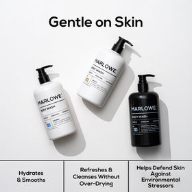 MARLOWE. pump dispensing gel showing easy single-handed use benefit