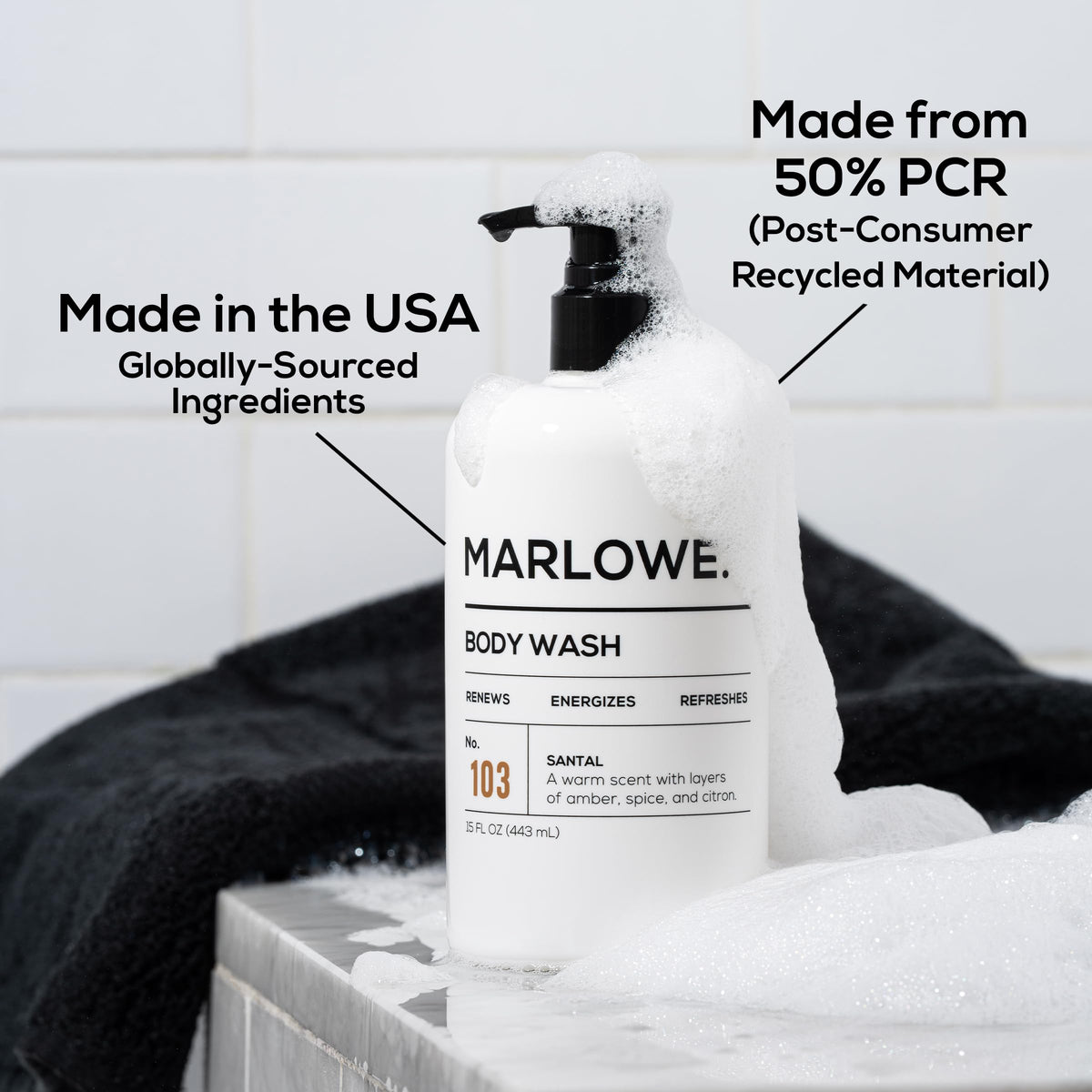 MARLOWE. styled scent notes image communicating warm sandalwood aroma