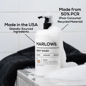 MARLOWE. styled scent notes image communicating warm sandalwood aroma
