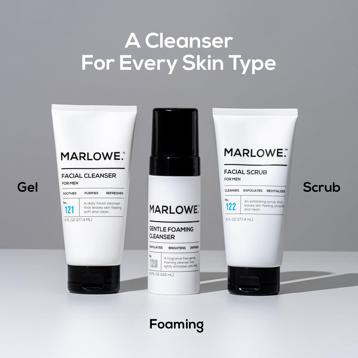 MARLOWE. tube on bathroom shelf with other products, suggests daily grooming routine