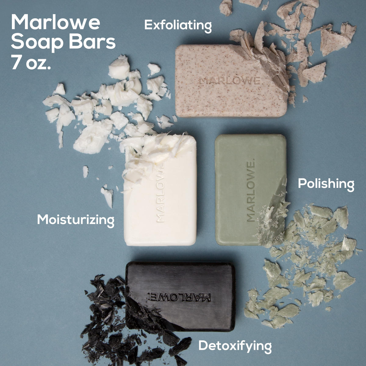 MARLOWE. soap used in shower scene conveying refreshing, invigorating experience