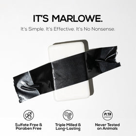 MARLOWE. ingredient label close-up displaying natural extracts and oils for nourishment