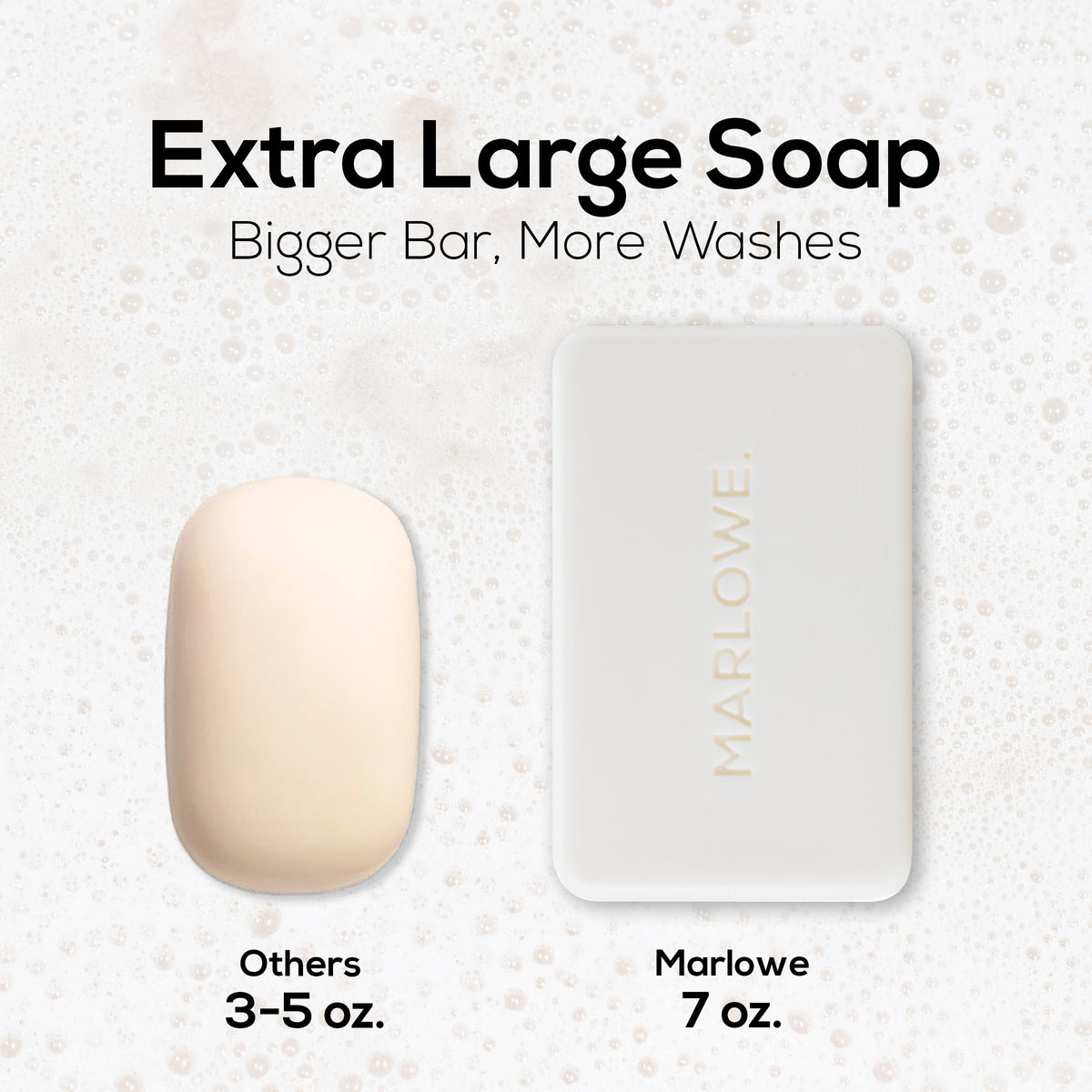 MARLOWE. suds on skin close-up demonstrating moisturizing foam and gentle cleanse
