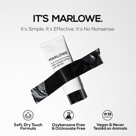 MARLOWE. applied to face demonstrating smooth blend on facial hair and skin