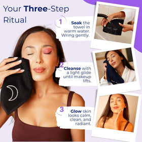 Marmaris Co. wet towel removing makeup from skin, effective cleansing benefit