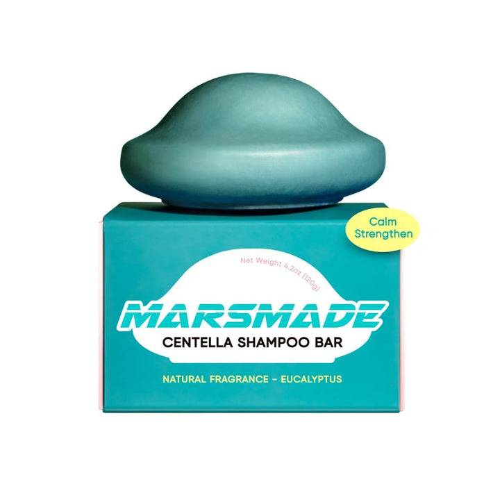 MARS MADE front packaging view showing compact shampoo bar and benefits
