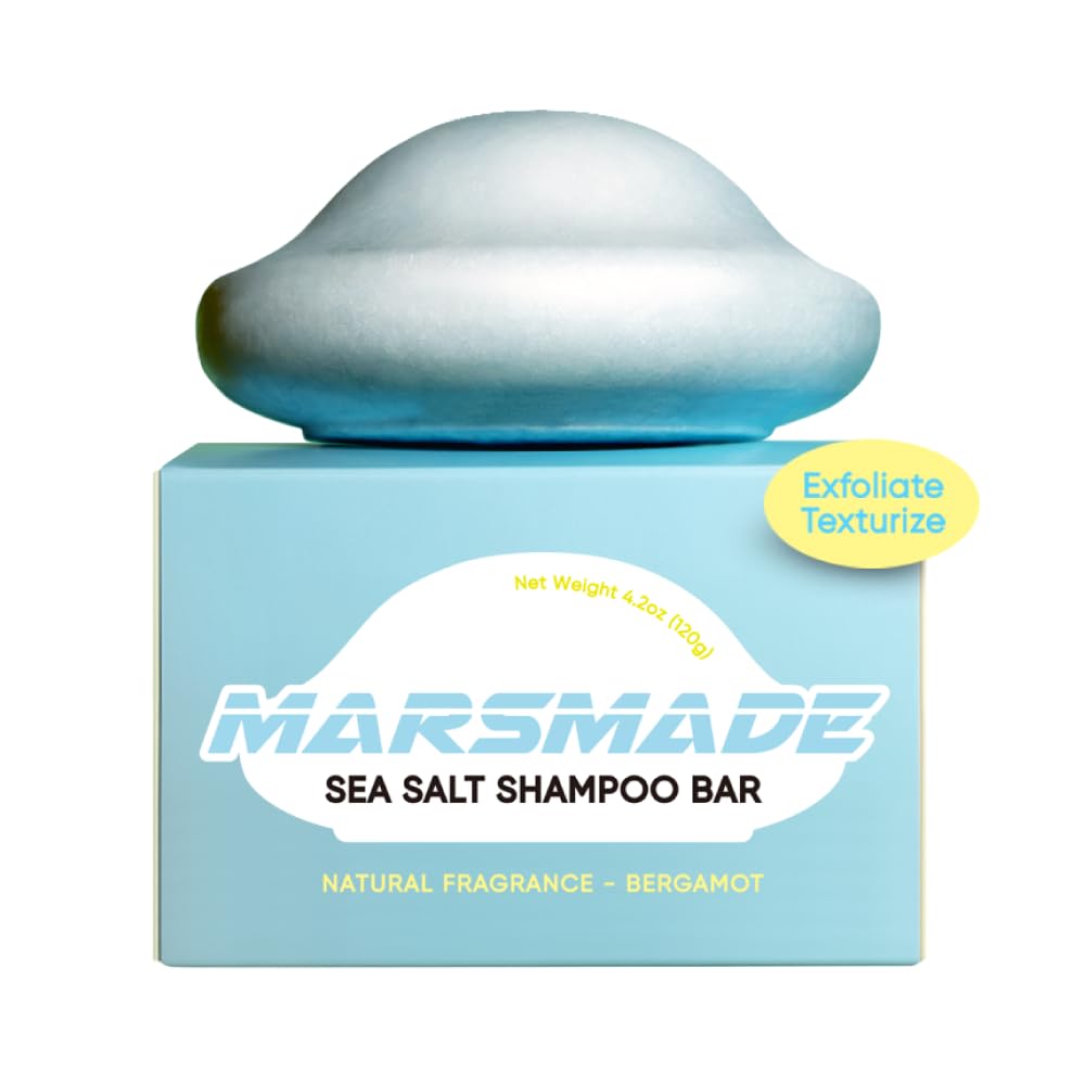 MARS MADE front packaging showing the sea salt shampoo bar and eco-friendly benefits