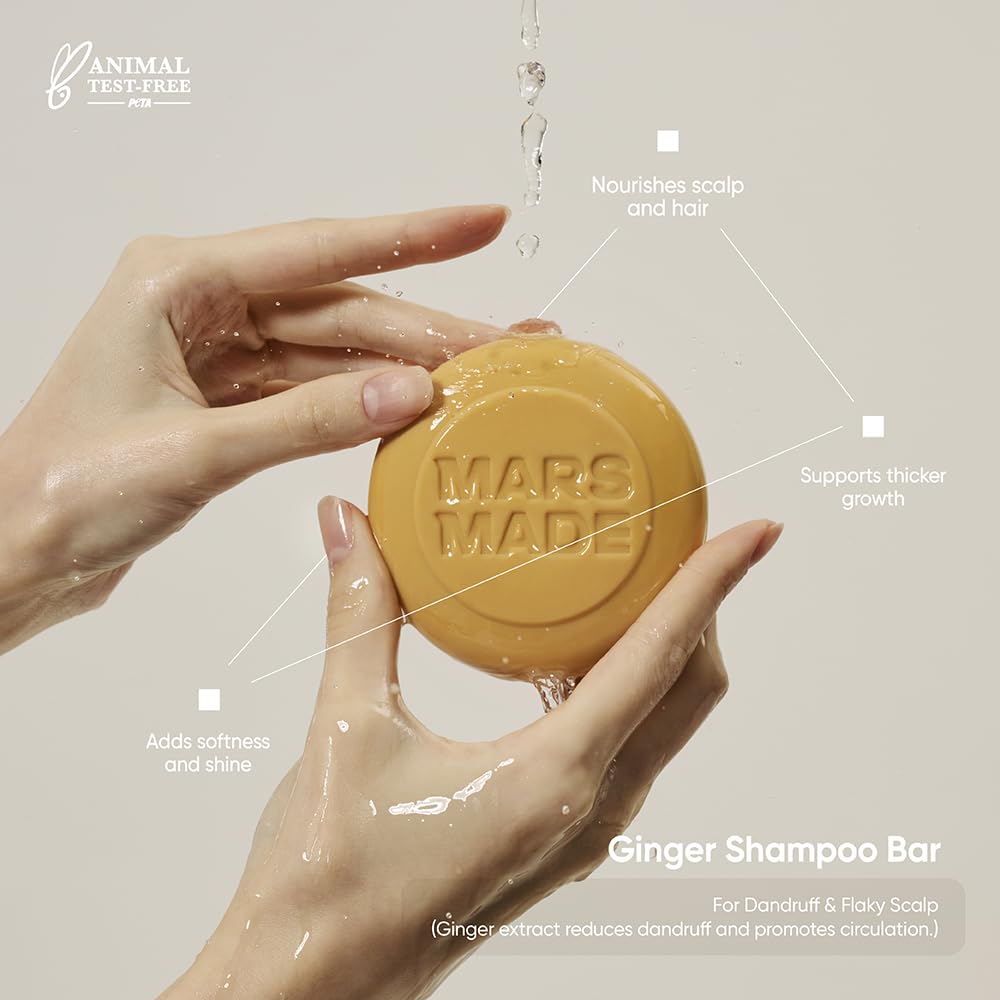 MARS MADE close-up of shampoo bar texture highlighting moisturizing formula