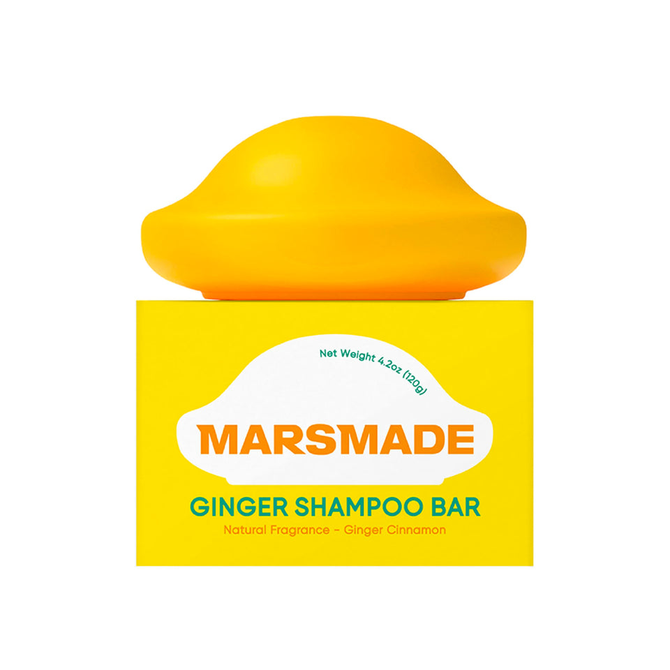 MARS MADE front packaging view showing compact solid shampoo bar and eco benefits