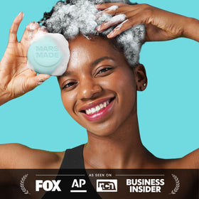 MARS MADE applying bar to scalp demonstrating exfoliation and refreshed roots