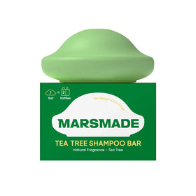 MARS MADE front packaging showing the tea tree shampoo bar and label benefit