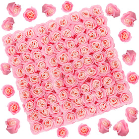 Marsrut front view packaged bouquet showing 81 pink soap roses and gift-ready presentation