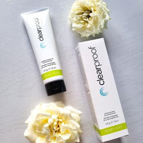 Mary Kay cleanser on bathroom shelf in lifestyle setting for daily routine