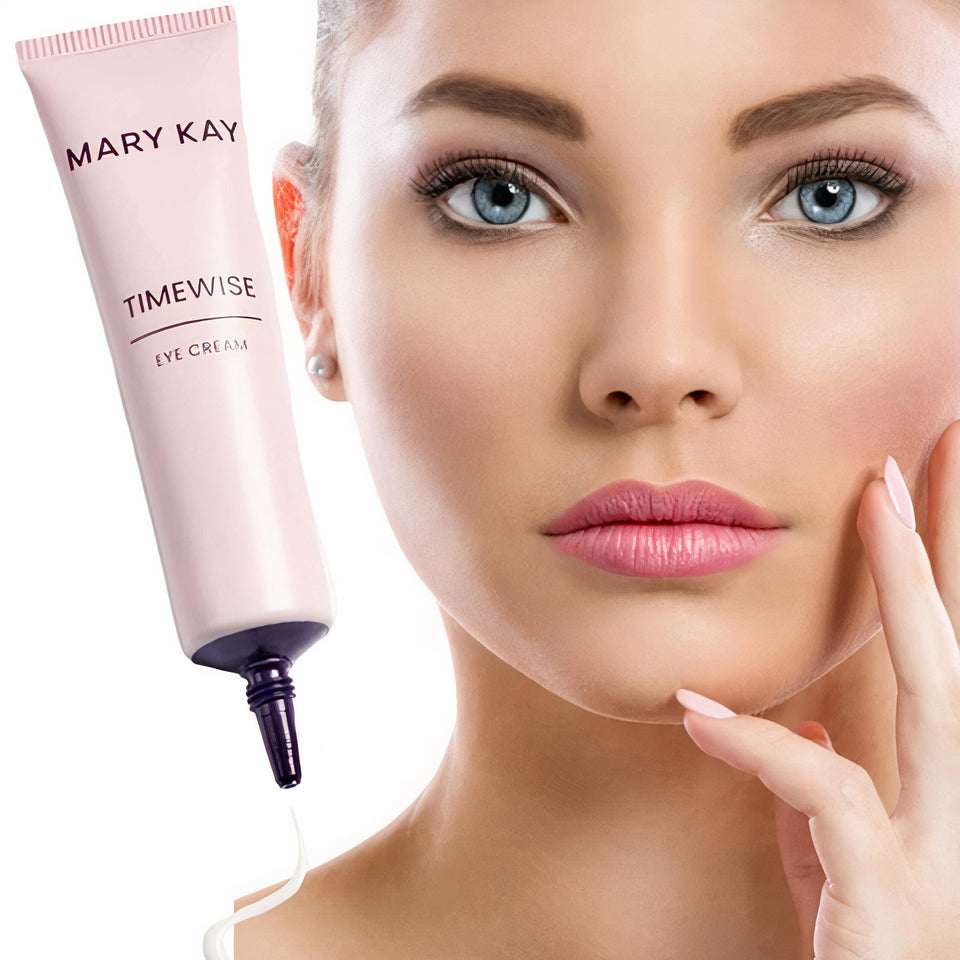 Mary Kay eye cream front packaging showing product name and compact design benefits