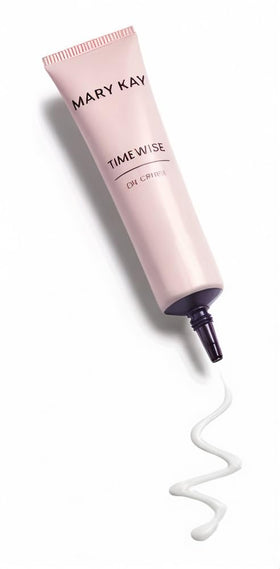 Mary Kay eye cream in bathroom routine setting showing seamless layering with makeup benefit