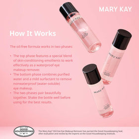 Mary Kay remover on bathroom vanity with cotton pads, showcasing routine convenience
