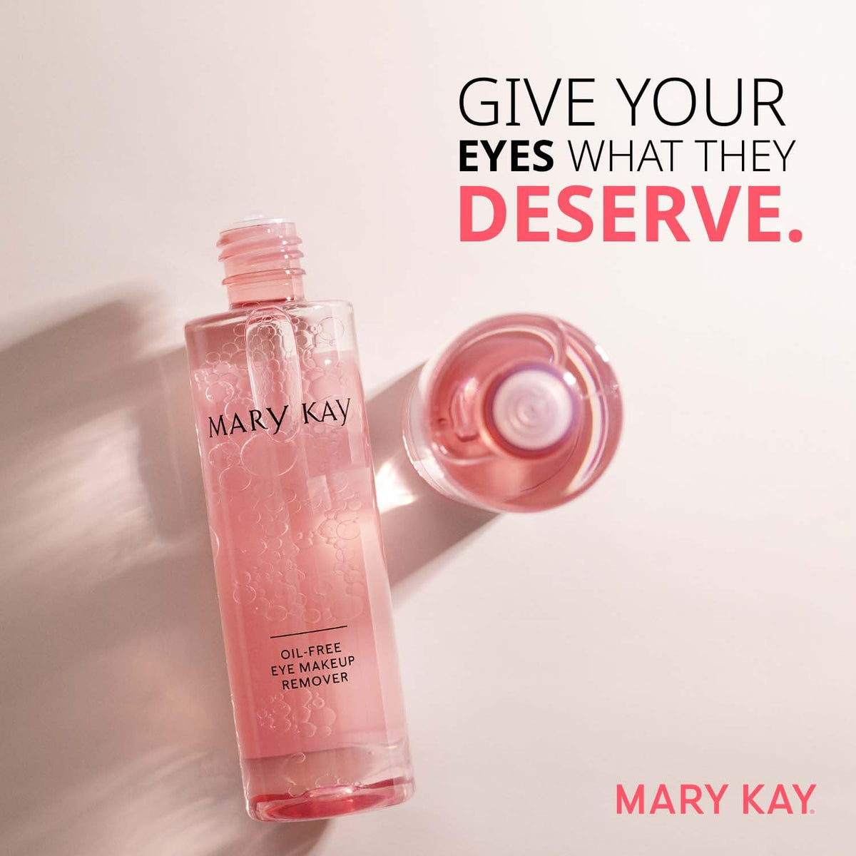 Mary Kay bottle beside ruler for scale, showing travel-friendly 3.75 fl oz size