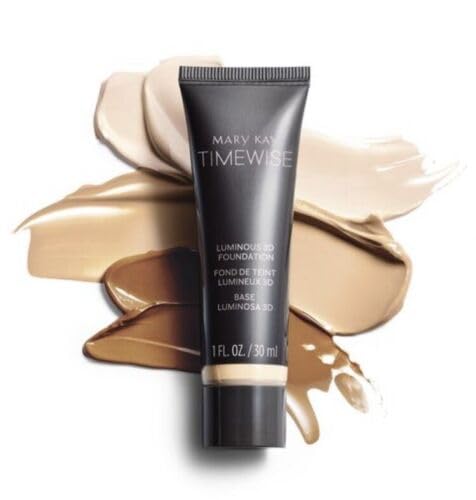 Mary Kay foundation application on hand demonstrating buildable coverage benefit