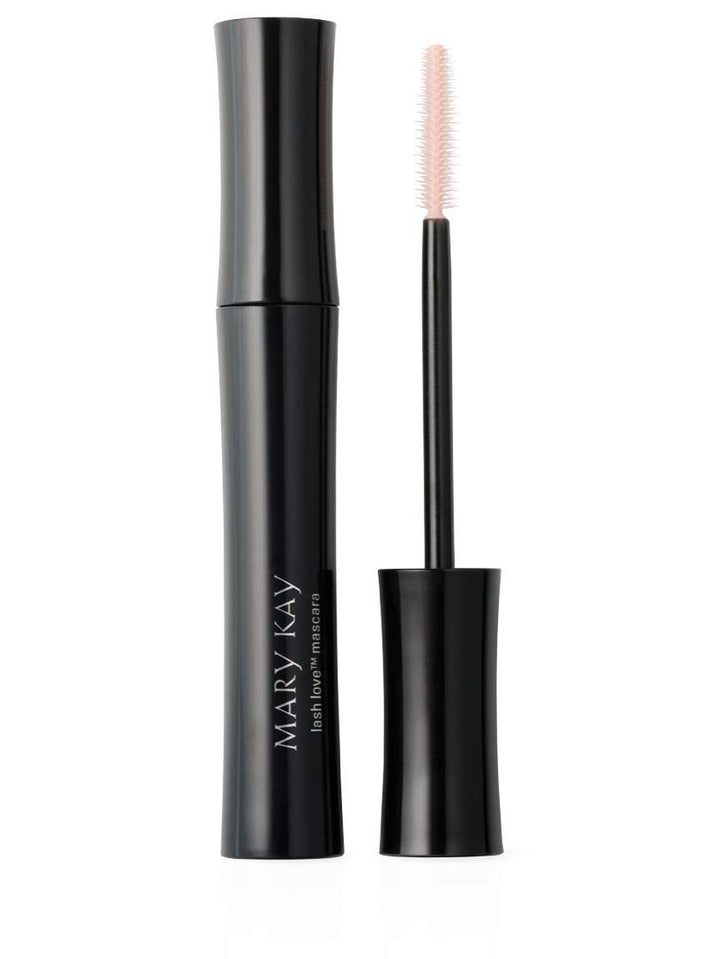 Mary Kay Lash Love mascara front packaging shows sleek tube and bold black finish