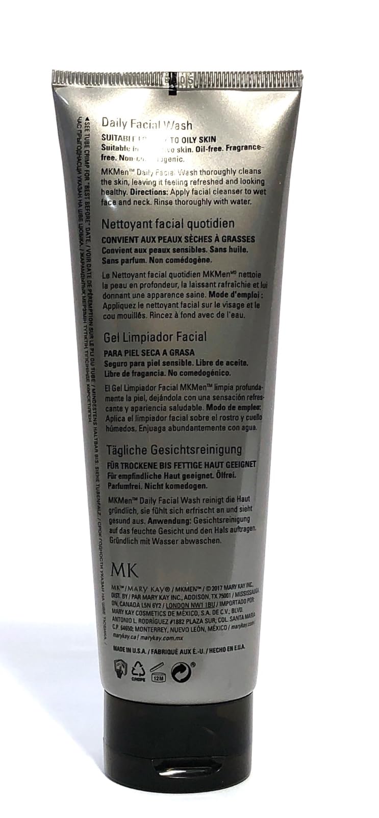 Mary Kay MK Men foam texture on hand showing gentle lather and effective cleansing