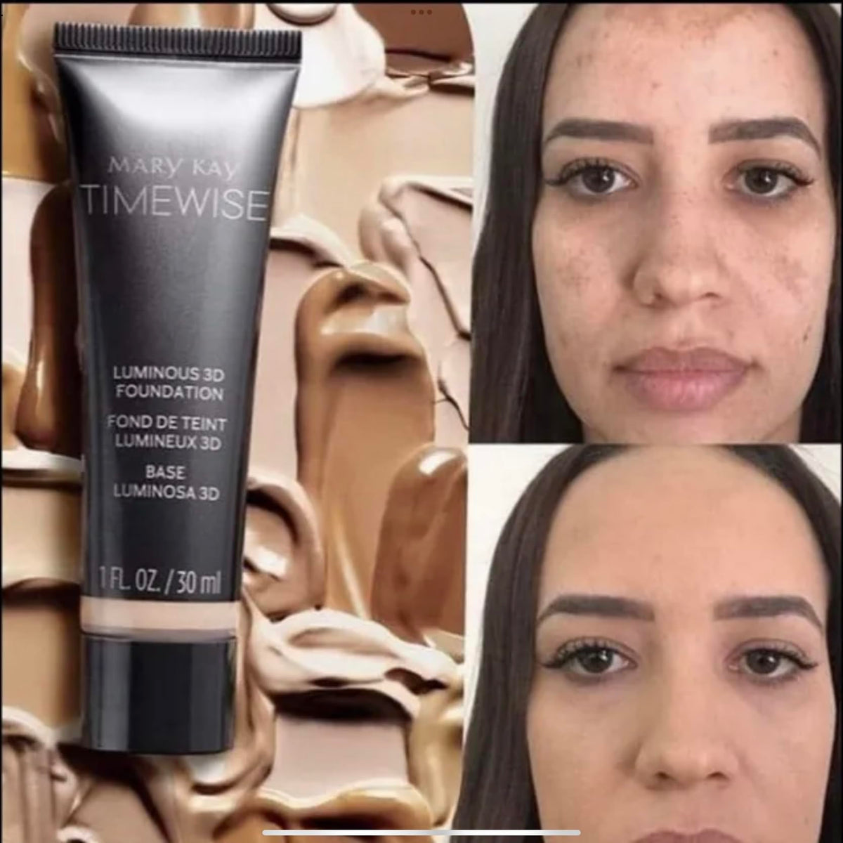 Mary Kay model wearing Ivory N 160 in natural light, showing even skin and radiance