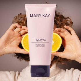 Mary Kay TimeWise on vanity with tools showing daily skincare routine