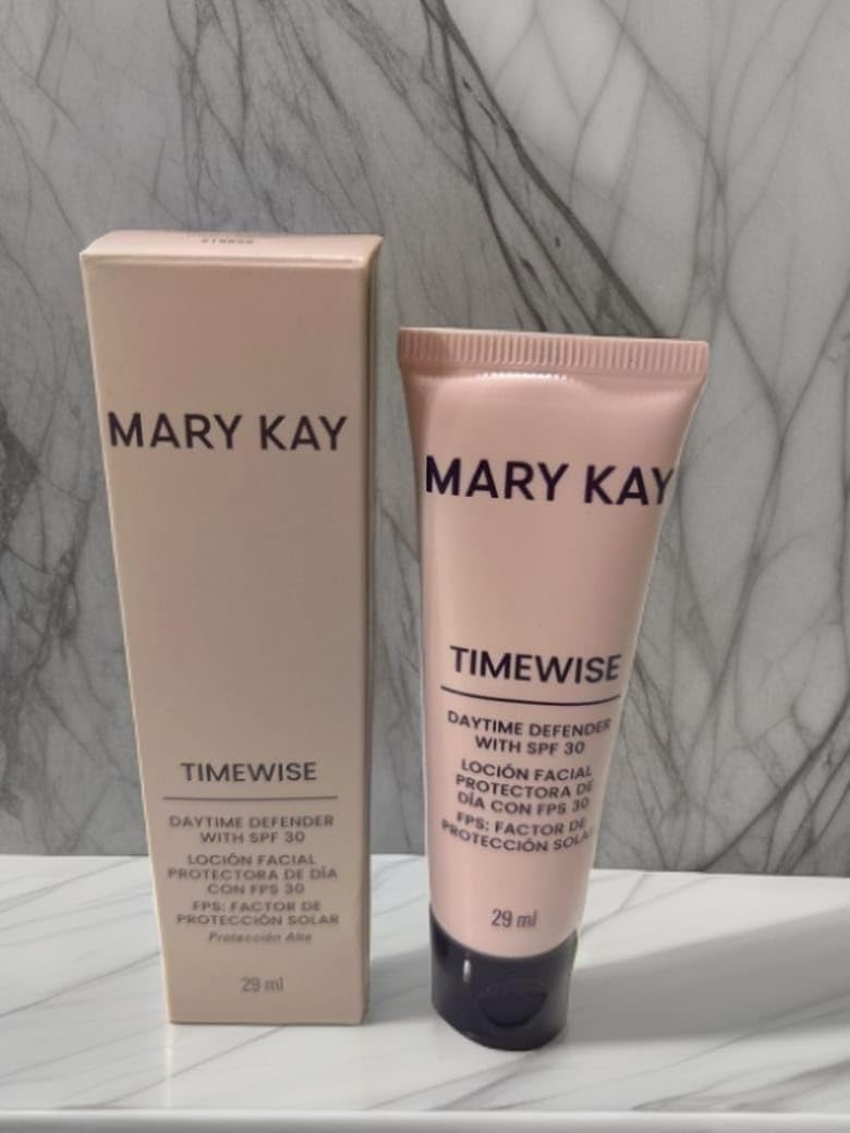 Mary Kay Timewise bottle next to common items for size reference