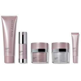 Mary Kay Volu-Firm front-set showing full regimen and packaging benefits firmness