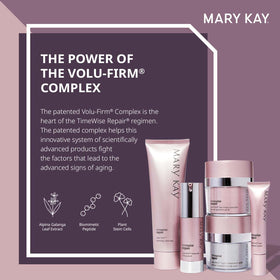 Mary Kay Volu-Firm jar closeup highlighting cream texture and hydration boost