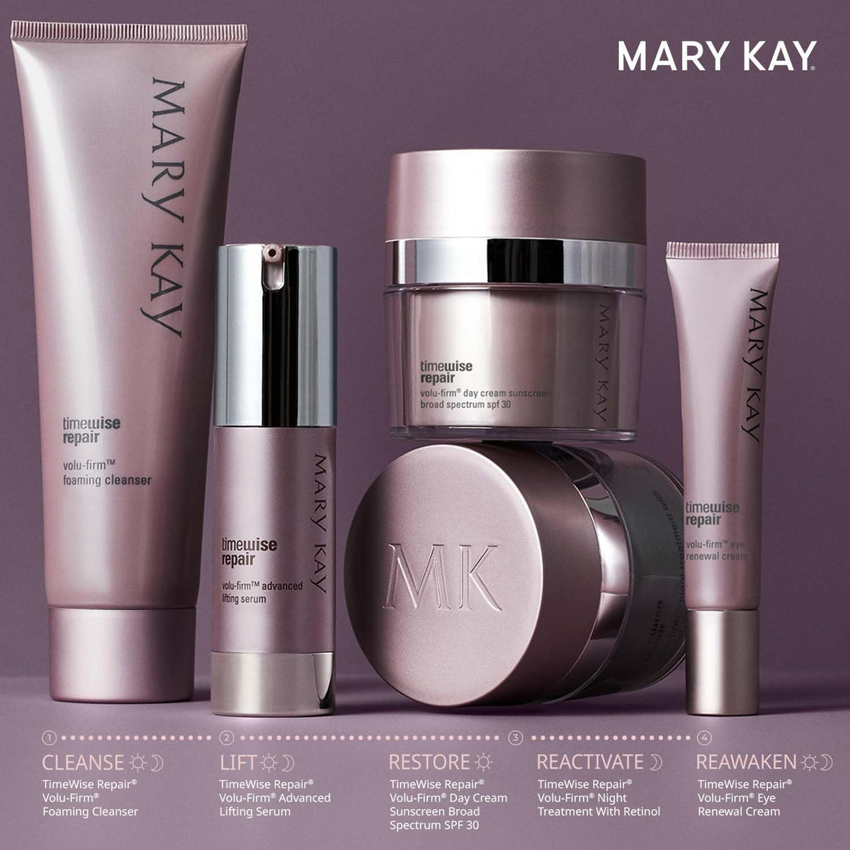 Mary Kay Volu-Firm size comparison with hand showing product scale and travel convenience