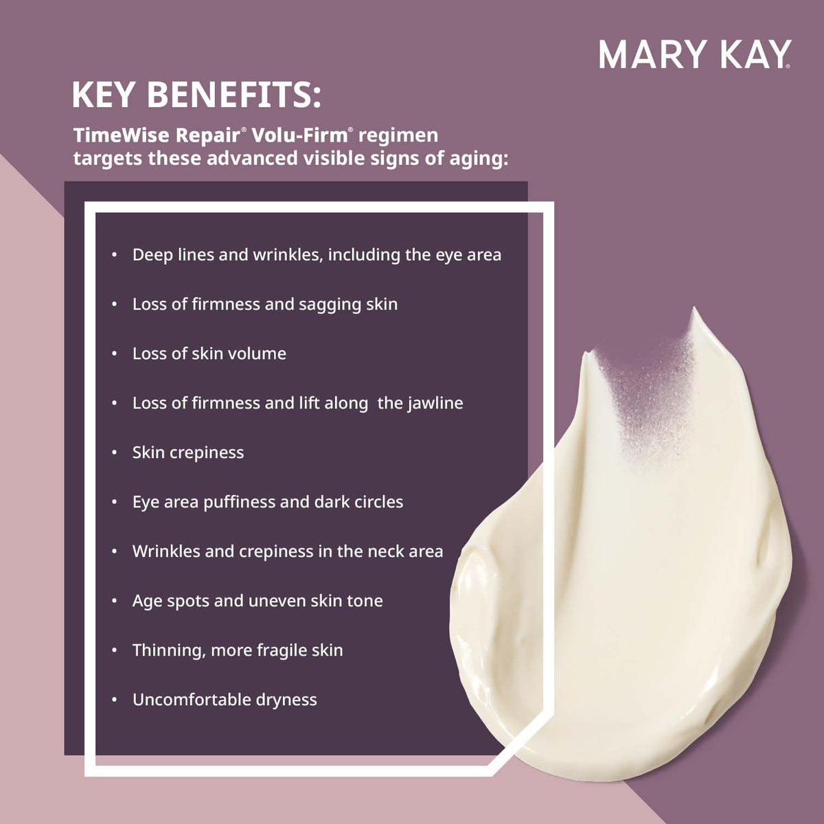 Mary Kay Volu-Firm texture on hand demonstrating lightweight blend and absorbency