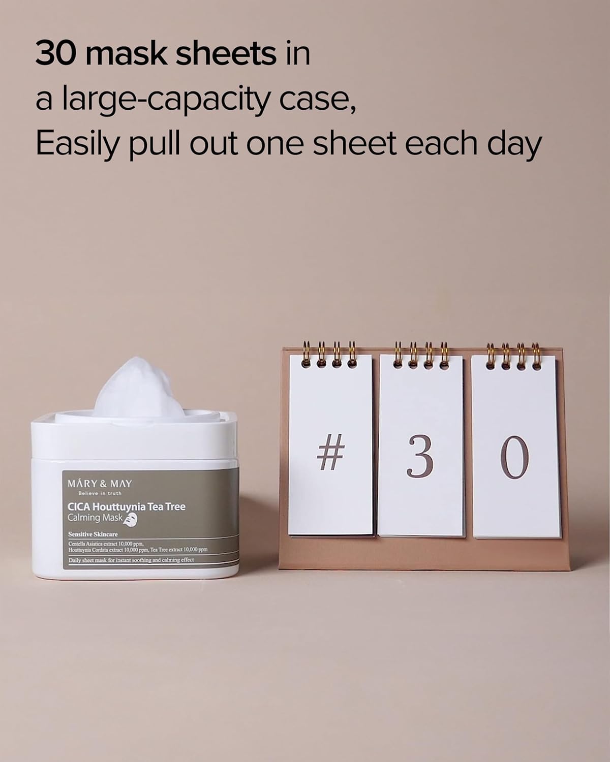 Mary&May botanical ingredient layout highlighting cica houttuynia tea tree benefits